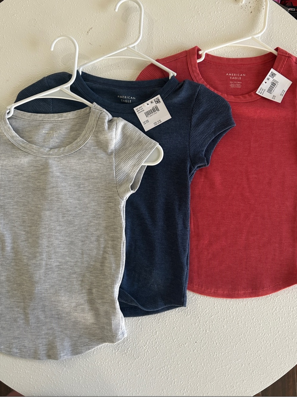 American Eagle Outfitters Ribbed Tee Set - Gray, Navy, Red